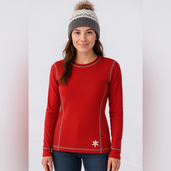 Meister Cabincore Contrast Stitch Embroidered Wool Blend Kiss Me Ski Sweater - Picture 1 of 13